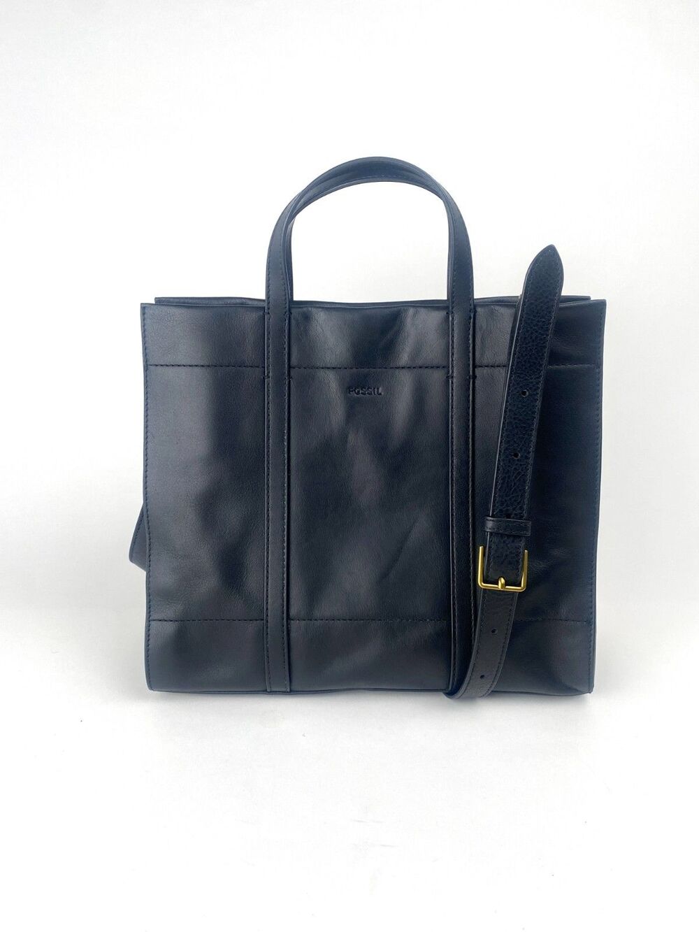 Fossil Womens  Black Smooth Leather Carmen Shopper Work Tote Bag ZB7938001